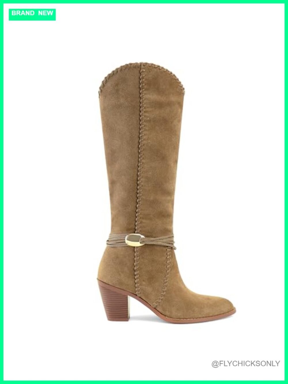 Faux Suede Knee High Cowboy Boots Pointed Toe Chunky Heel Pull On Western Boots